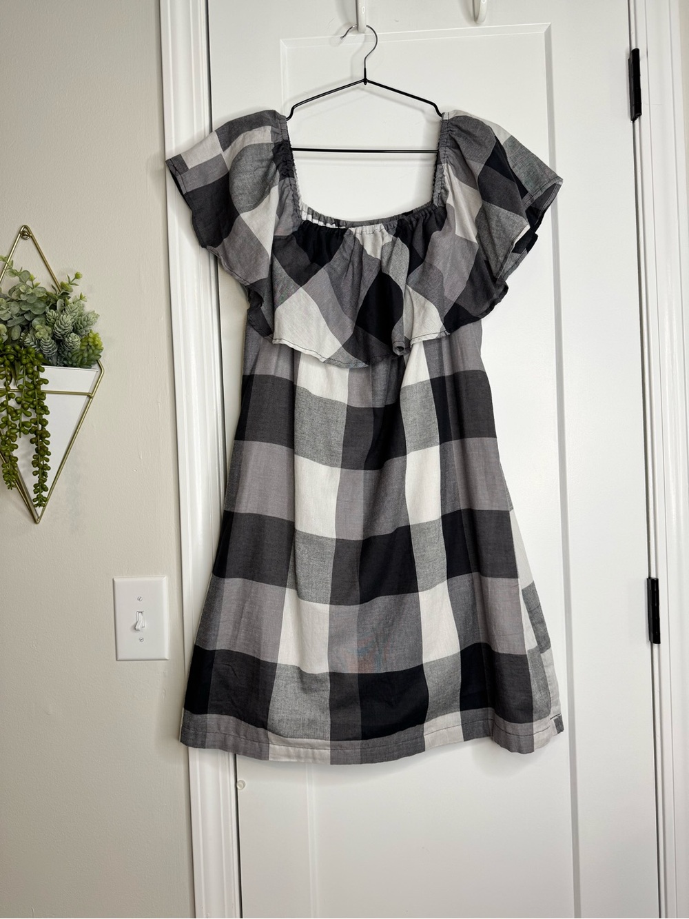 Who What Wear Buffalo Check Boho Dress